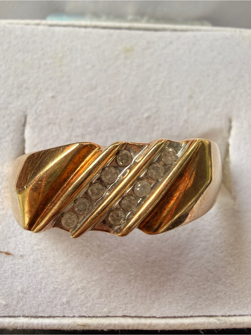 Vintage Zales Men's 10K Gold Diamond Band Ring Sz10